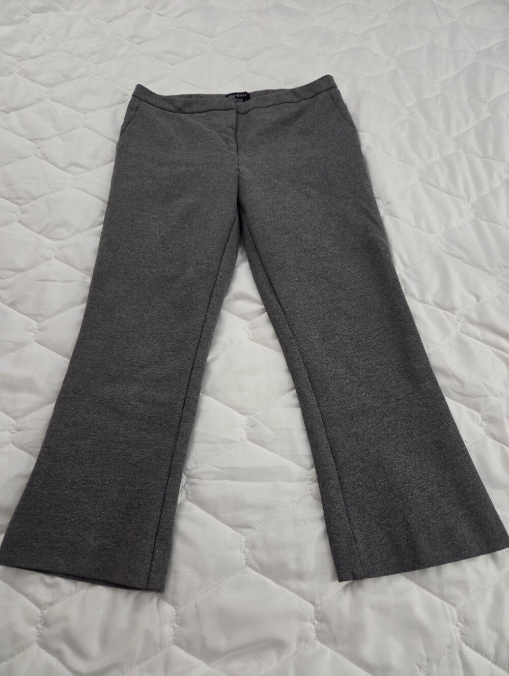 Gray Knit Flare Cropped Pant
